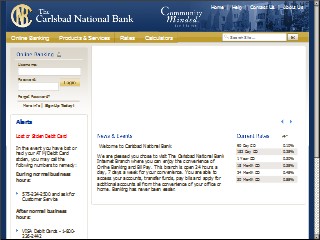 Web site www.carlsbadnational.com, Carlsbad National Bank