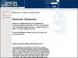 Web site www.usbnm.com, Union Savings Bank