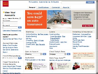 Web site www.wellsfargo.com, Wells Fargo Bank