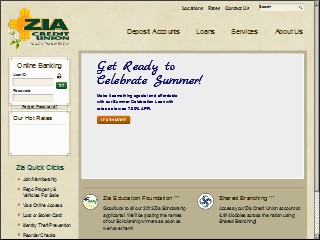 Web site www.ziacu.org, Zia Credit Union